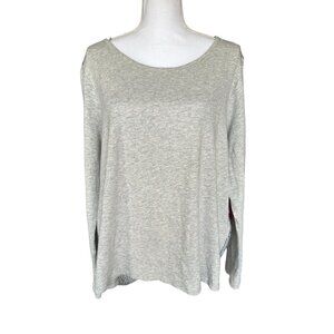 Vince Camuto Top Shirt Women XL Cotton Rayon Gray Front Blue White Stripes Back